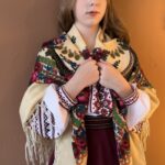хустка павунка бежева квіткова