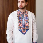 Чоловіча вишиванка Барвистий орнамент – деталь вишивки